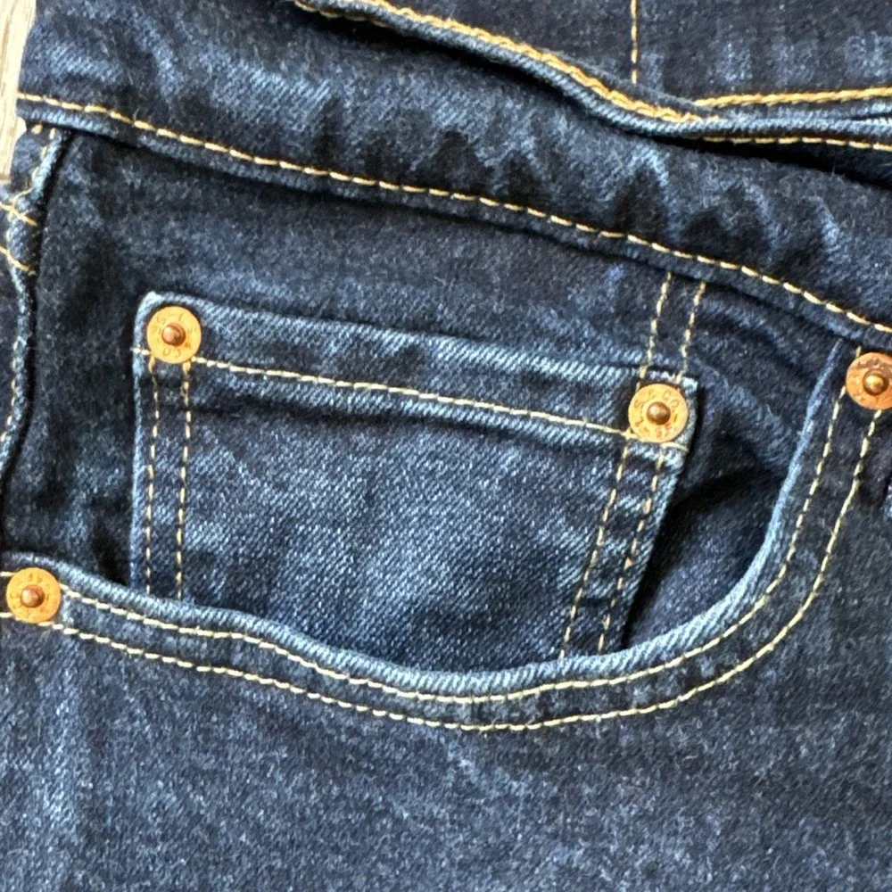 LEVIS MEN DARK BLUE JEAN 505 38X32 REGULAR STRAIGHT CLASSIC COTTON‎ DENIM #647